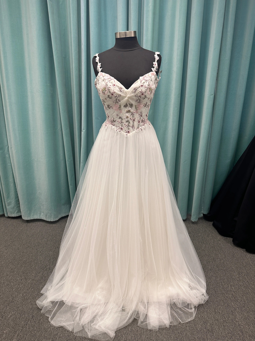 Stella York SY8113 Colorful Embroidered A-Line Wedding Dress with Twisted Knot